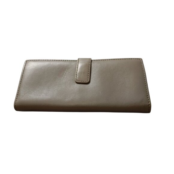 Fossil  Women's Leather Weaved Flap Snap Closure Wallet Gray Tan Classic Logo - Picture 6 of 6
